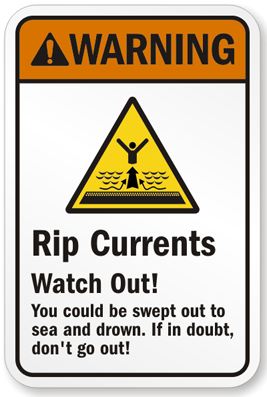 Riptide warning sign