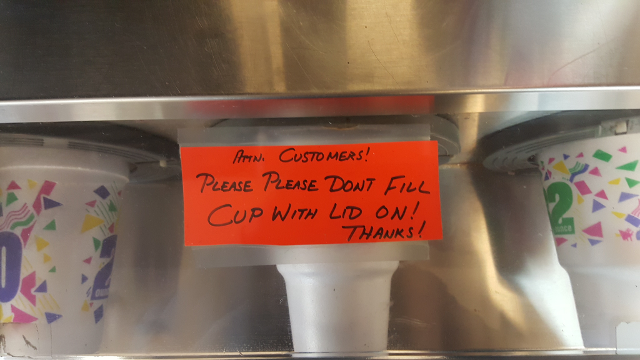 Don't fill cups with the lid on
