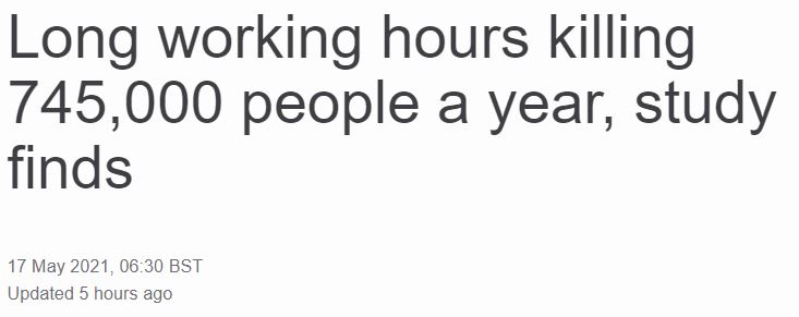 Long Working Hours Killing 745,000 People a Year