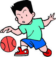 Boy bouncing basketball