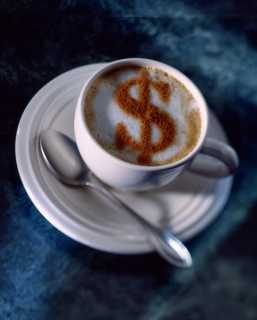 Cappuccino with dollar sign