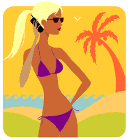 Girl on the beach with sunglasses and cell phone