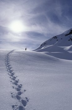 Hiking through snow