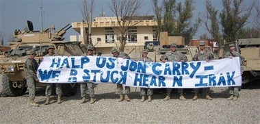 Halp us Jon Karry -- we r stuck hear n Irak
