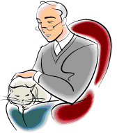 Old man with cat