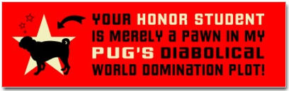 Your honor student is merely a pawn in my pug's diabolical world domination plot!