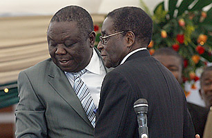 Morgan Tsvangirai and Robert Mugabe