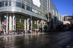 A line of idiots outside the Moscone Center