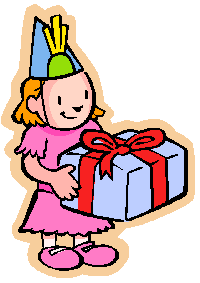 Girl holding birthday present