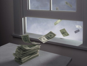 Cash blowing out an open window